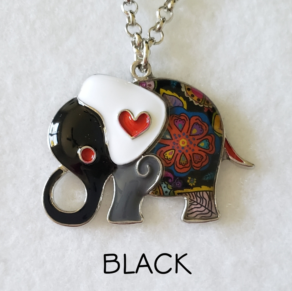 Enamel Elephant Necklace - Picture 7 of 8